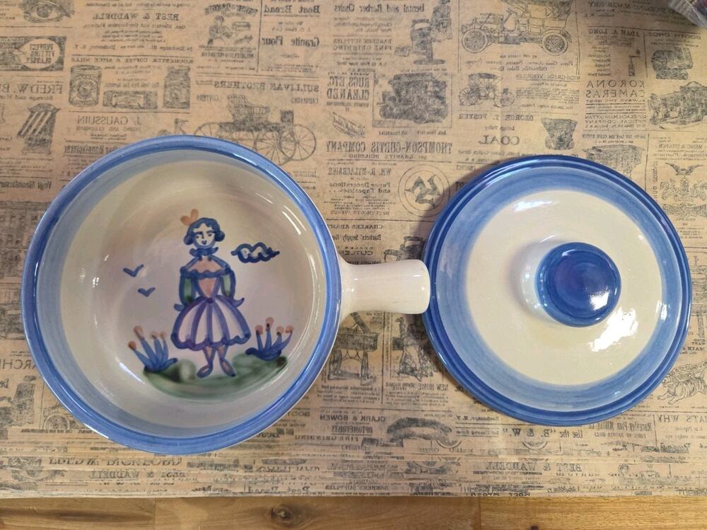 M.A. Hadley Farmers Wife Bowl With Handle Lid